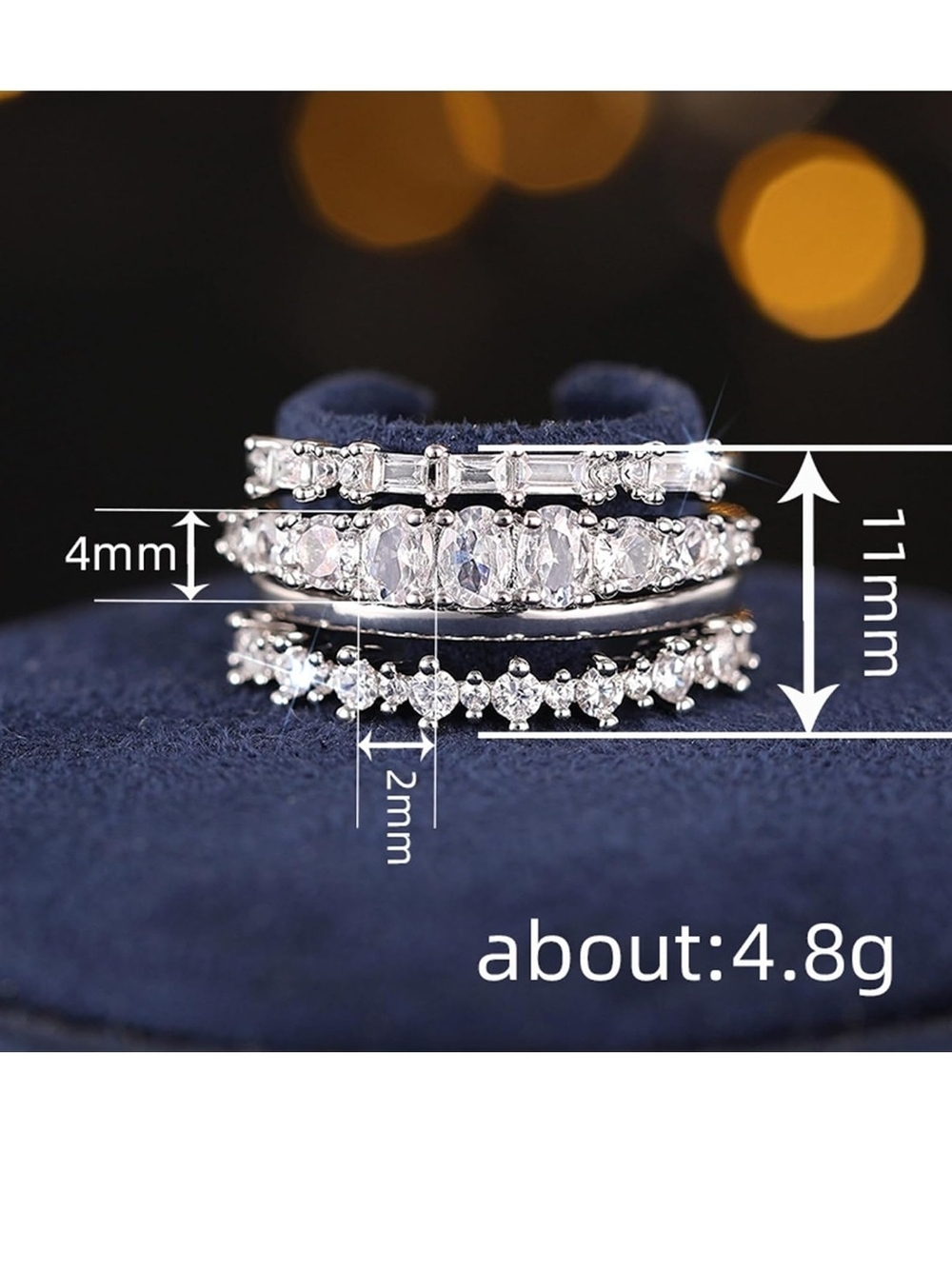 Silver Cubic Zirconia Stackable Rings - Silver - Picture 2 of 6